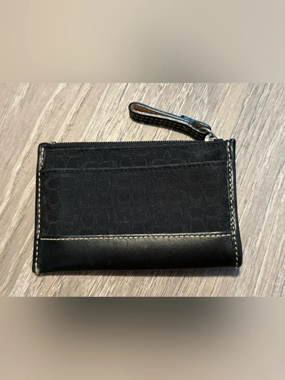 Coach Signature Black ID Case Coin Purse Leather Wallet